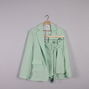 Storets Women's Blazer Scarlet Paperbag Waist Short Set Casual Turquoise S 754